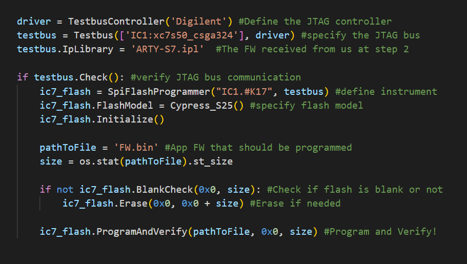 Python script for programming and verification